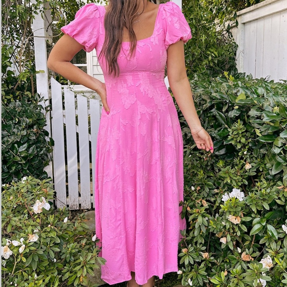 Show Me Your MUMU MIA Pink Midi Dress